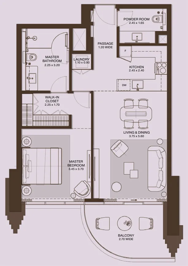 1 bedroom Apartment - Floor 1