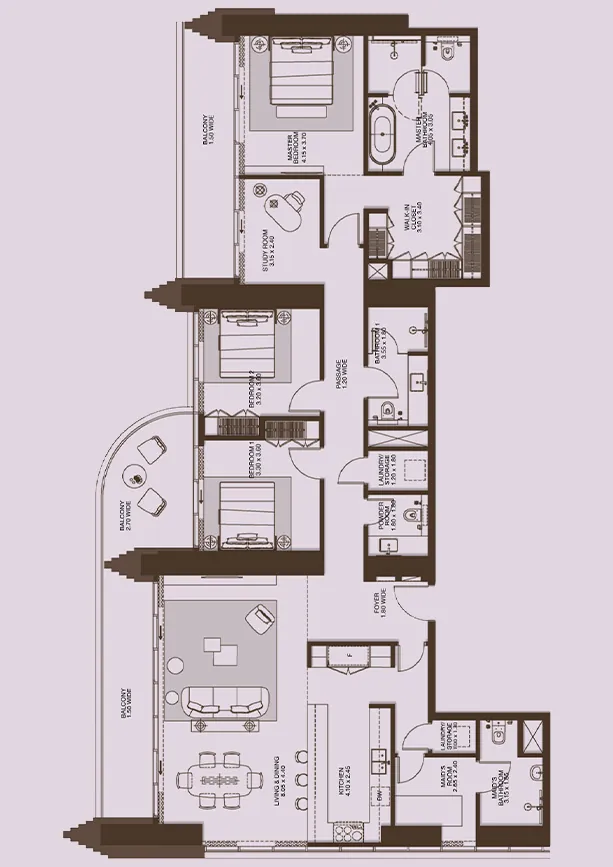 3 bedroom Apartment - Floor 1