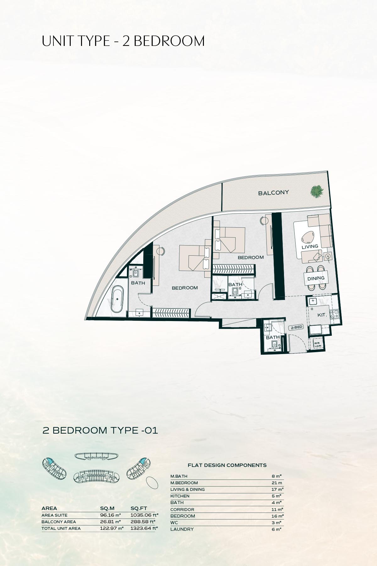 2 bedrooms Apartment - Floor 1