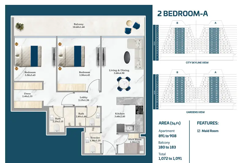 2 bedroom Apartment - Floor 1