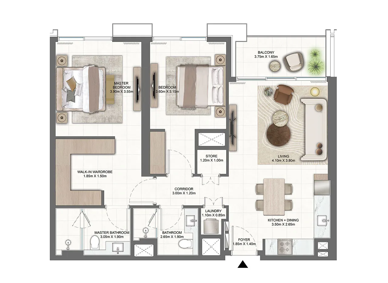 2 bedrooms Apartment - Floor 1