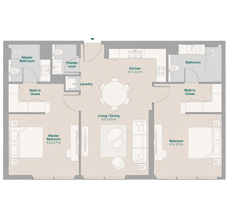 2 bedrooms Apartment - Floor 1