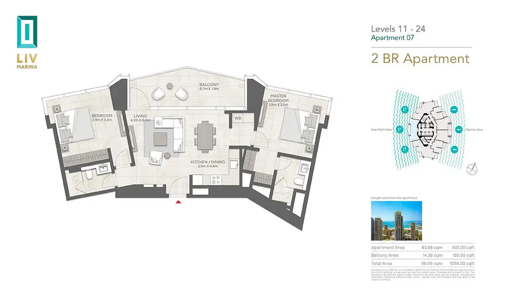 2 bedrooms Apartment - Floor 1