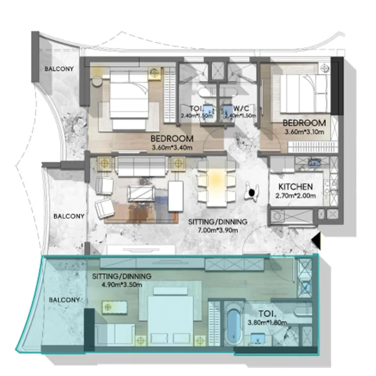 3 bedroom Apartment - Floor 1