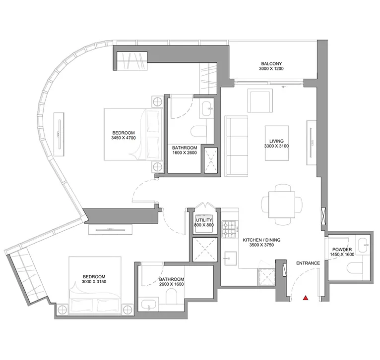 2 bedroom - Floor 1